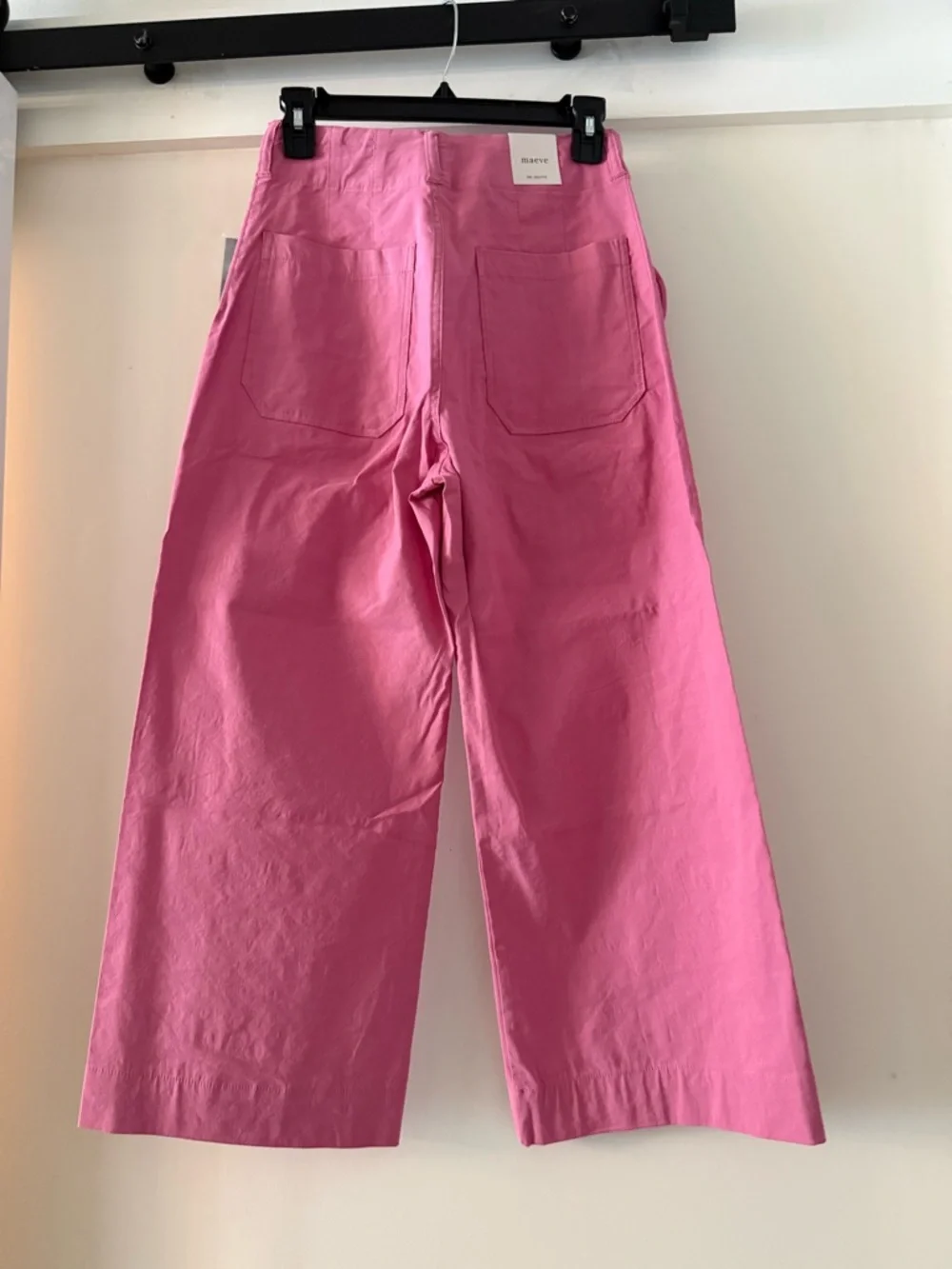 Anthropologie Pink Wide-Leg Cropped Pants with Heart Patch Pockets - Picture 2 of 4
